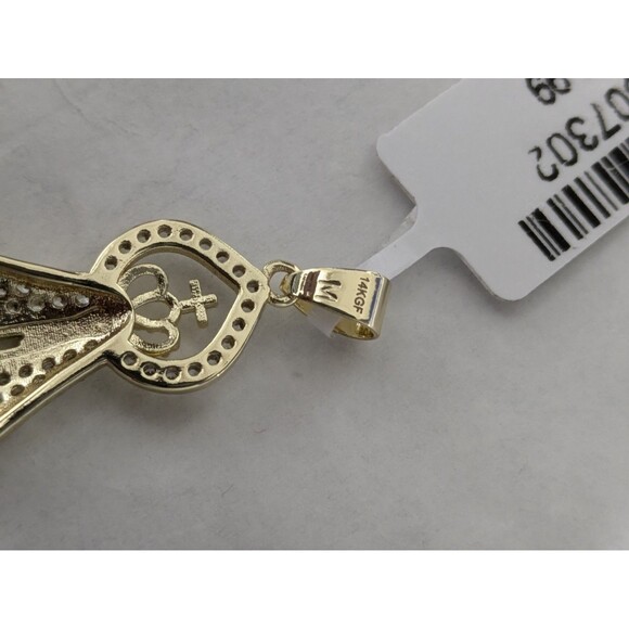 14k Gold filled Brass lady of aparecida Pendant/Charm W/ VVS CZ's. 14kgf Stamped - Picture 4 of 4